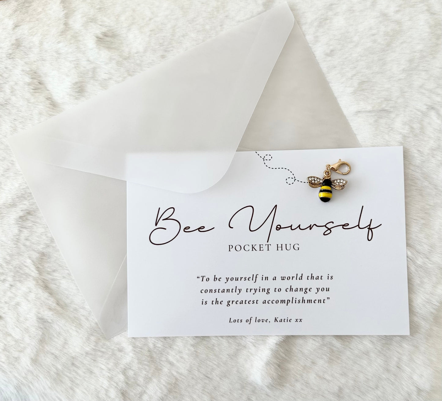 Pocket Hug Card with Bee Keyring